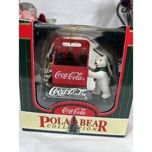 VINTAGE‎ 1999 COCA COLA POLAR BEAR ORNAMENT COLLECTION~COKE BOTTLES~SLEIGH